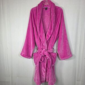 Victoria's Secret Hot Pink Plush Short Robe XL/XXL VS Logo Back
